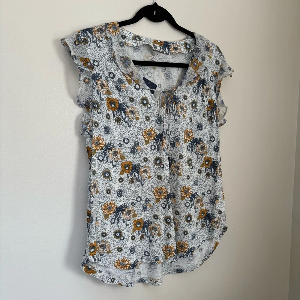 NWT Lucky Brand Blue Floral Blouse Size Small - Picture 2 of 12